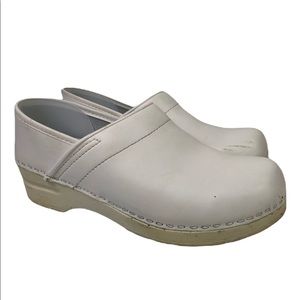 Dansko White Slip On Leather Clog Nursing Shoes
